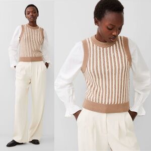 NWT Anthropologie French Connection Womens Ribbed Trim Layered Casual Vest Sz 10